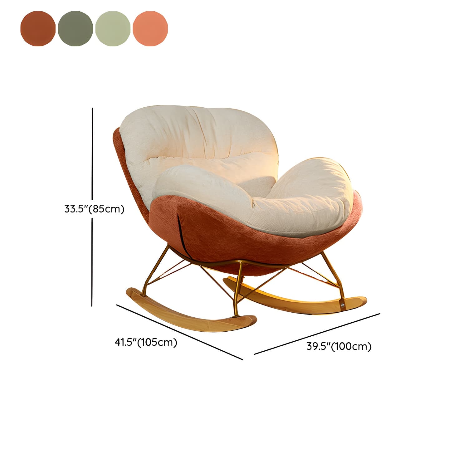 Scandinavia Rocking Accent Chair with Removable Cushions in Solid Wood - image 20