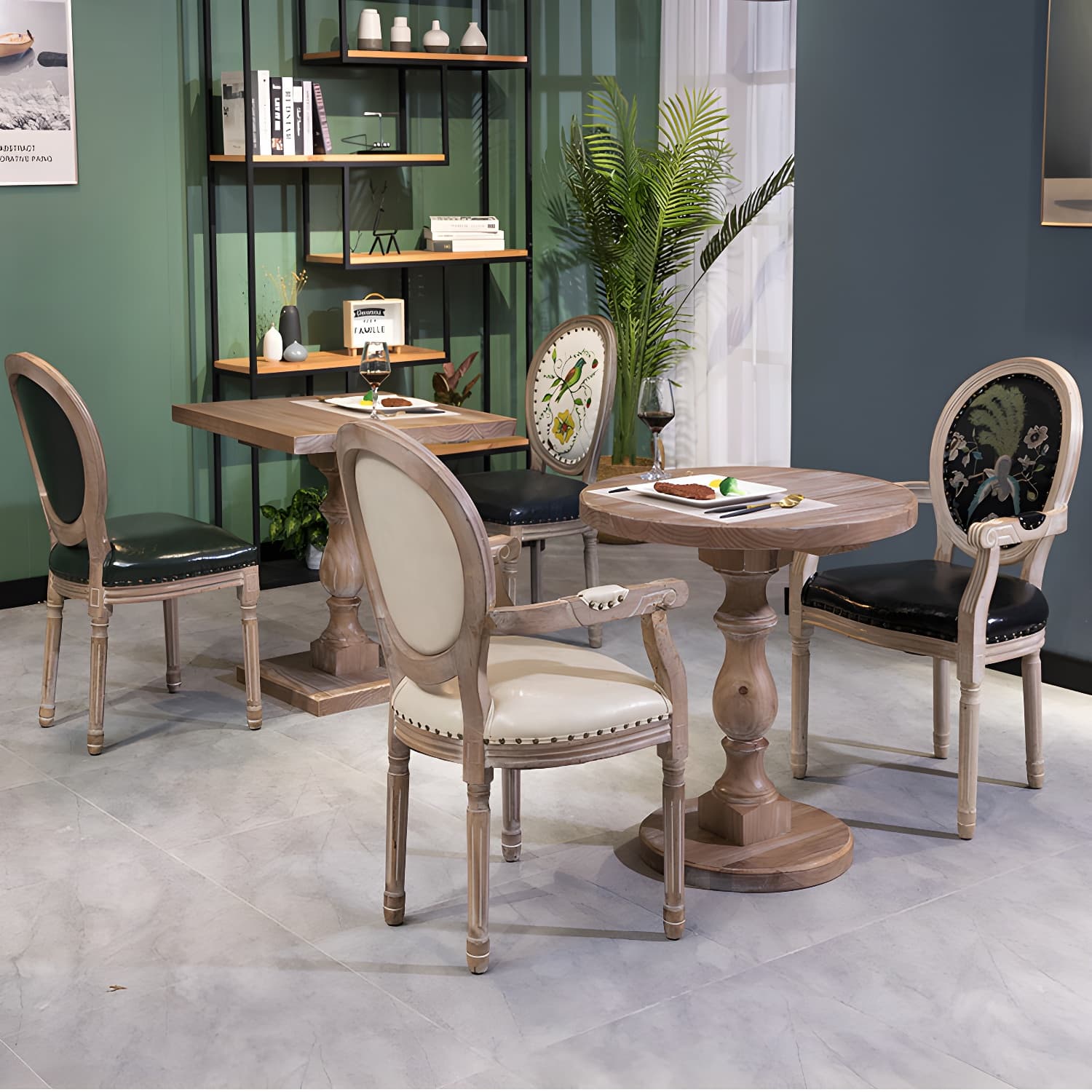 Standard Height 2 Seater Traditional Natural Pedestal Wood Kitchen Table