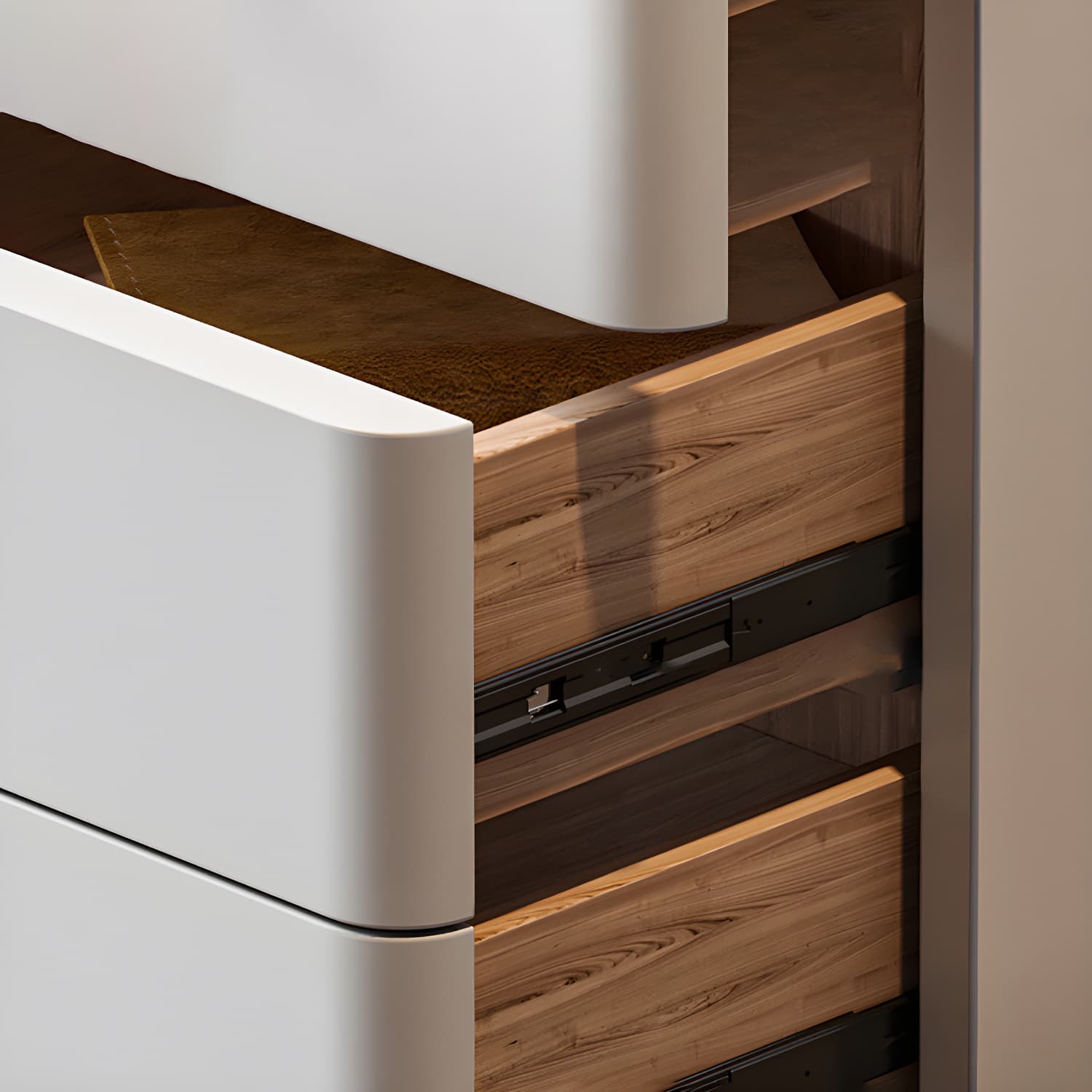 Contemporary Accent Table Nightstand Leather Nightstand with 3 Drawers - image 15