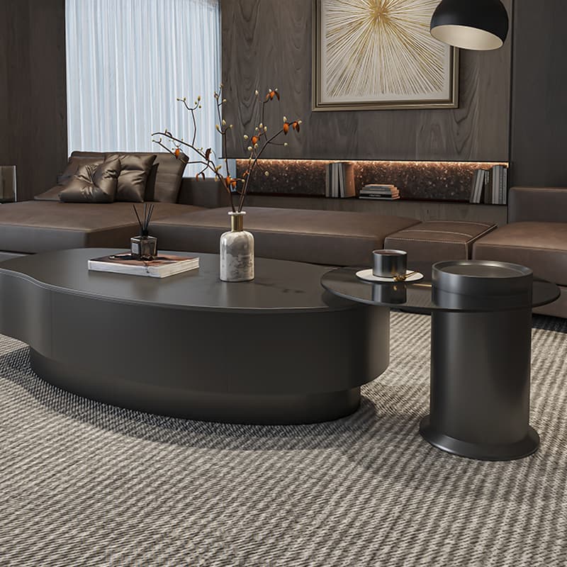 Double Nesting/Single Round/Irregular Accent Table for Living Room with Slate/Glass Tabletop in a Casual Style - image 6