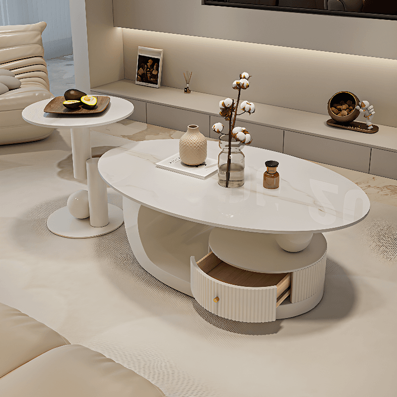 Nested Elliptical Accent Table with Repository Storage for Indoor Use - image 3