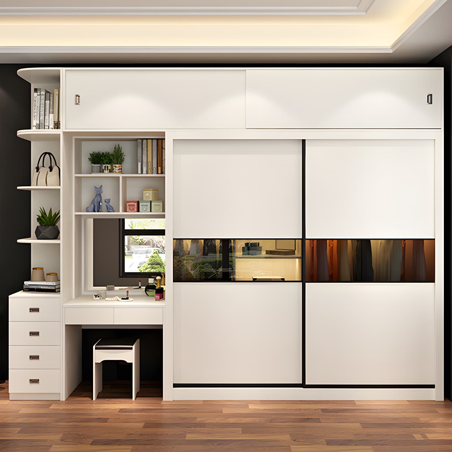 Contemporary Home Engineered Wood Wardrobe Freestanding Wardrobe Closet - image 4