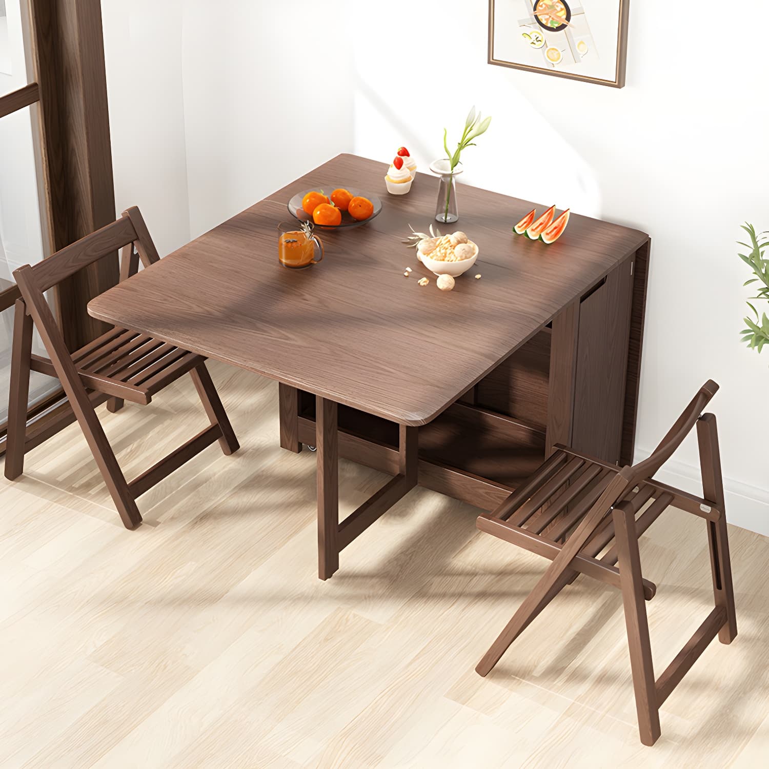 1/3/5/7 Pieces Modern Solid Wood Multi Purpose Folding Dining Set for Home - image 5