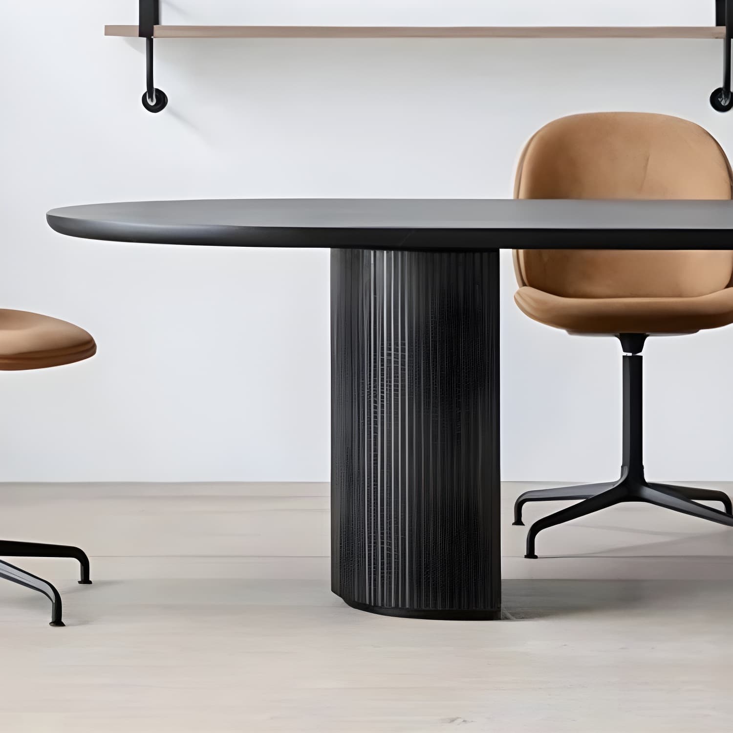 Modern Pine Wood Table for Restaurant Black Dining Table with Double Pedestal - image 8