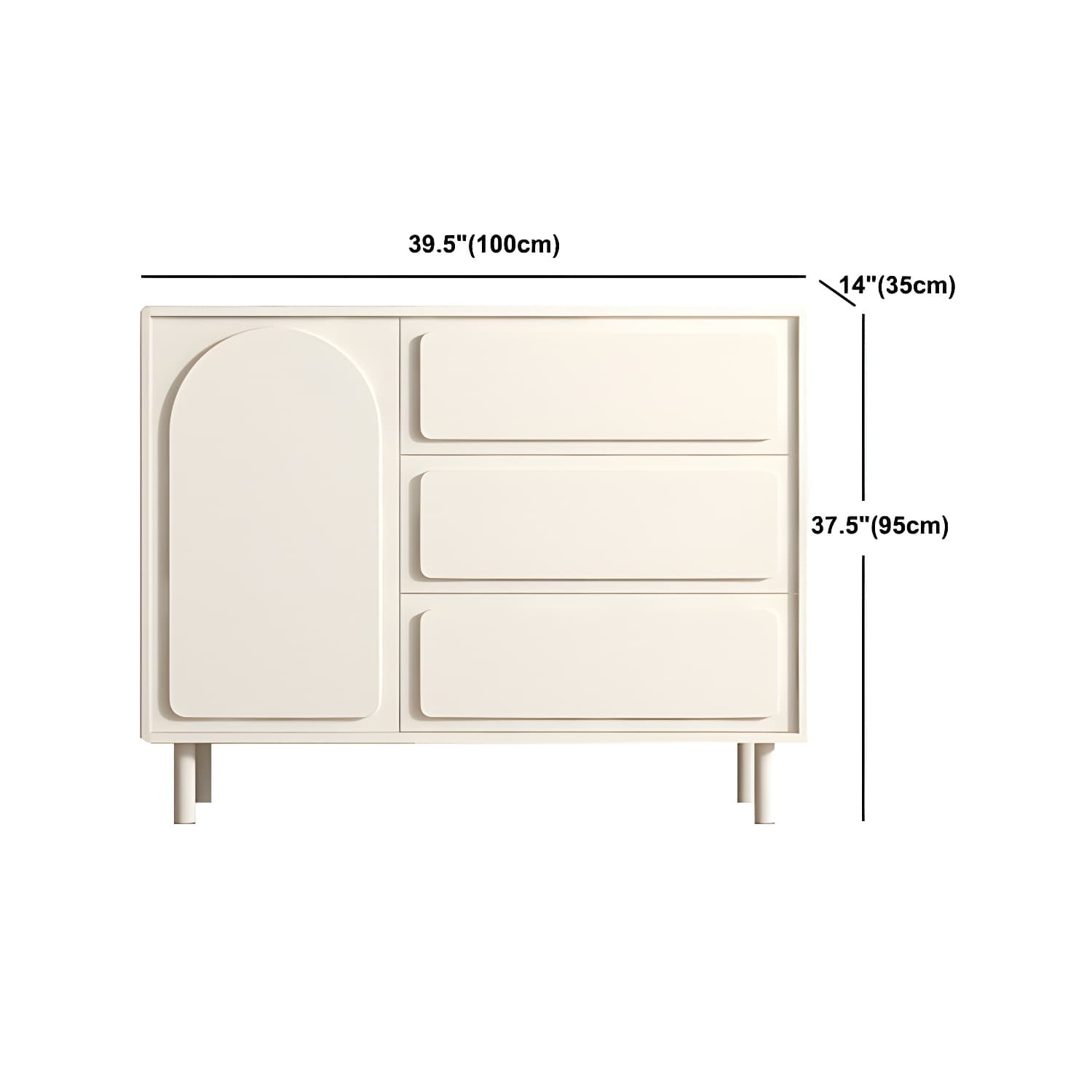 37.4"Tall White Wooden Cabinet , 3- Drawer Rectangle Accent Cabinet - image 12