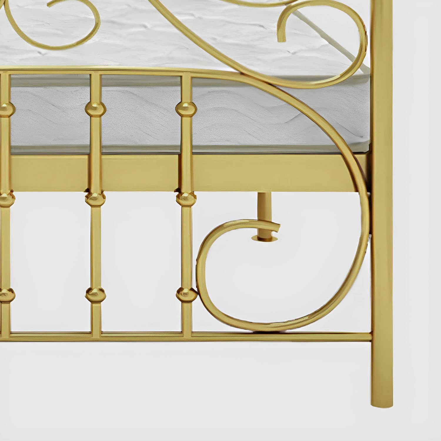 Glam Metal Bed Frame with Camelback Open-Frame Headboard and Footboard - image 8