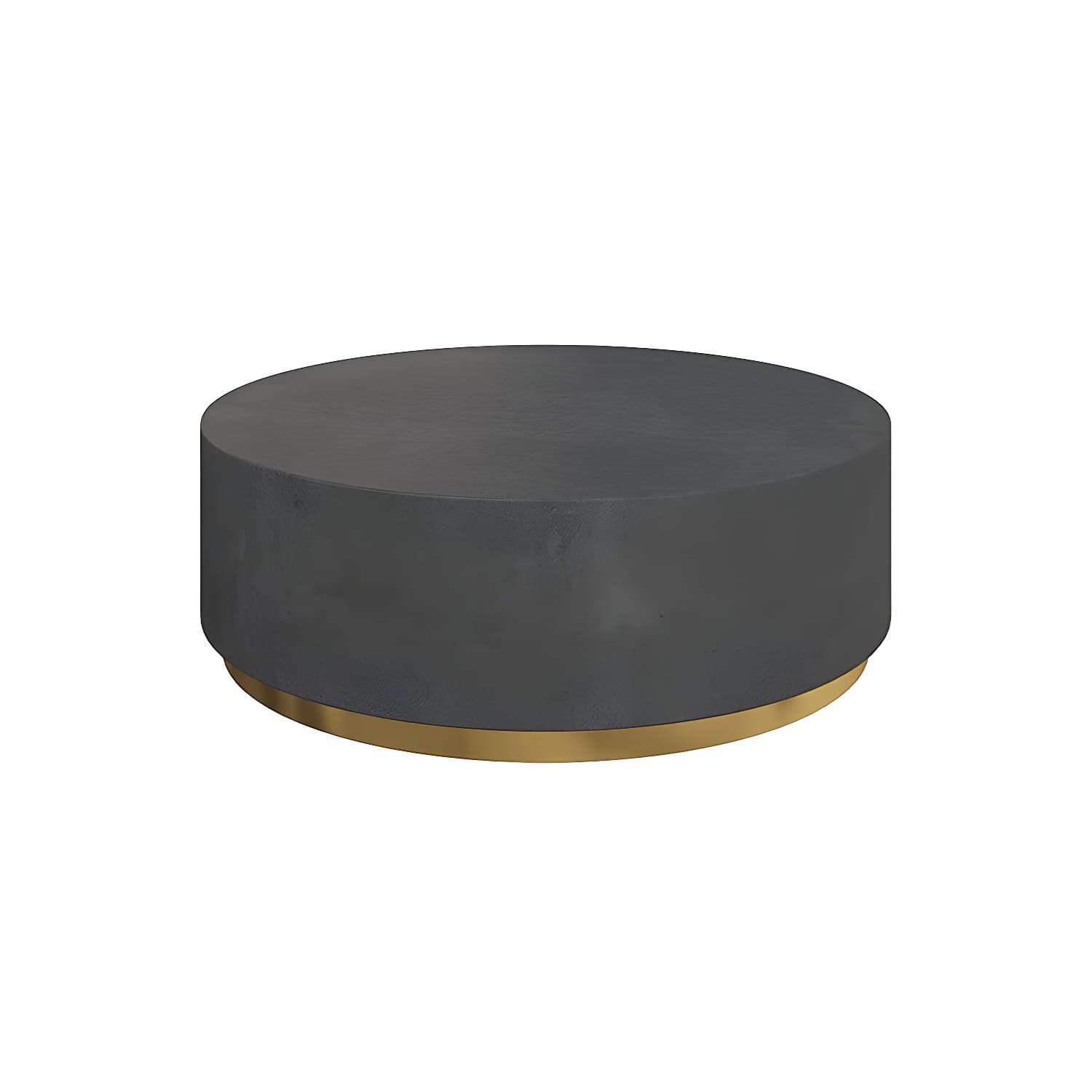 Drum Base Design Black/grey Faux Concrete Top Metal Base Round Coffee Table - image 11
