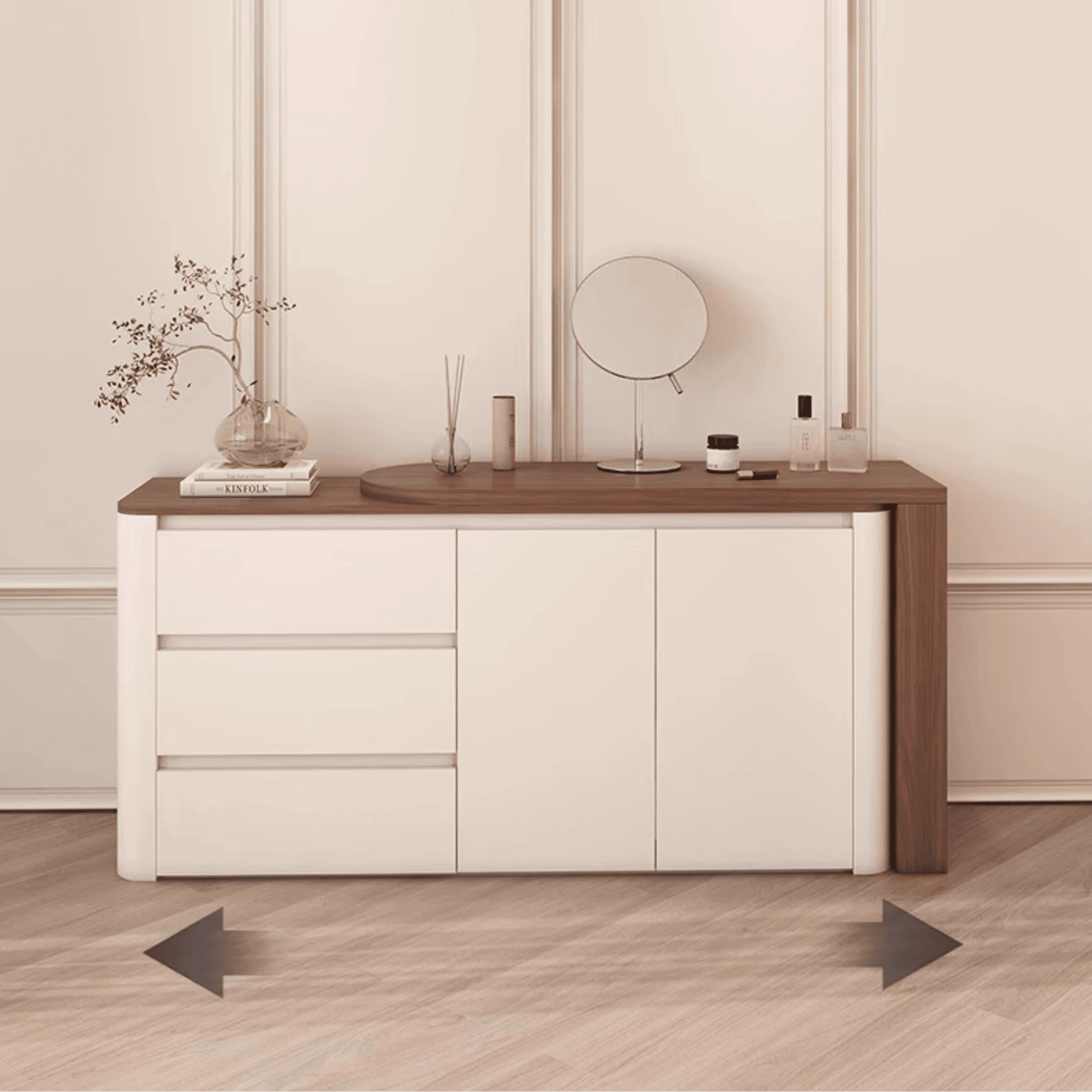 Modish Engineered Wood Large Makeup Vanity with 3 Drawers - image 3