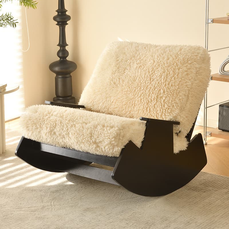 Modern Simple Style White/Lime Green/Grey Upholstered Cushioned Living Room Rocking Chair - image 8