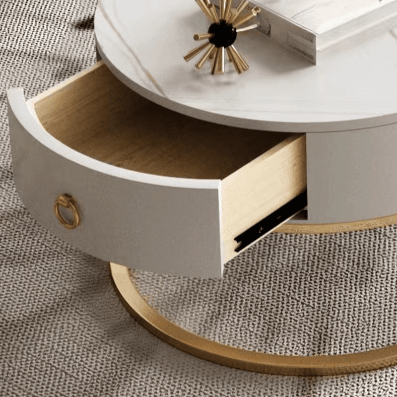 Nested Orbicular Board Game Coffee Table with Framework Base for Foyer Use - image 10