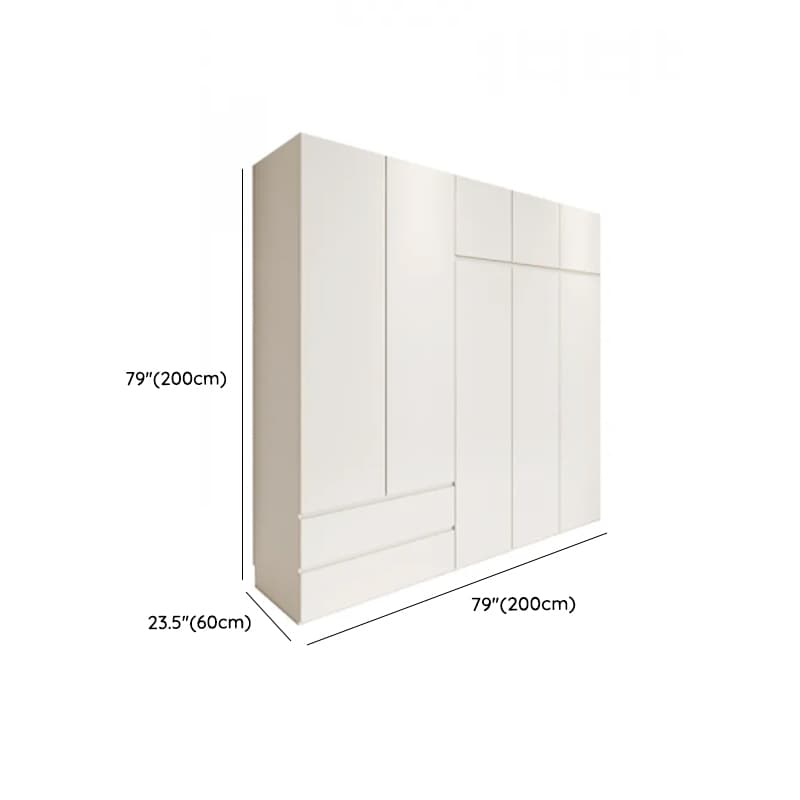 White Minimalist Manufactured Wood Independent Wardrobe Closet with Soft Close Drawer, Soft Close Door, and Interior Shelves - image 14