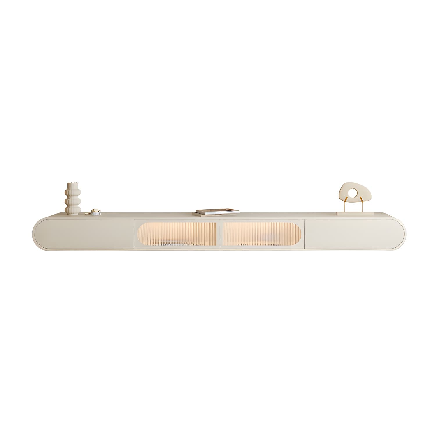 Contemporary TV Media Console Floating TV Stand Console with Drawers - image 9