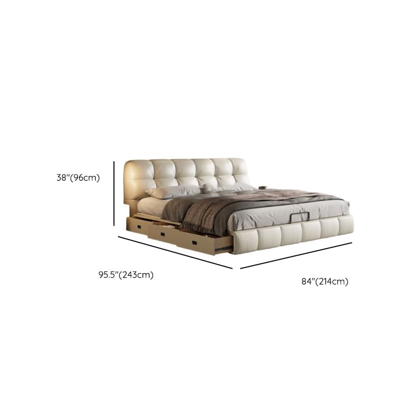 Beige Solid Color Storage Bed with 3 Storage Boxes, Pine Wood Frame, and Button-tufted Design for Living Room - image 17