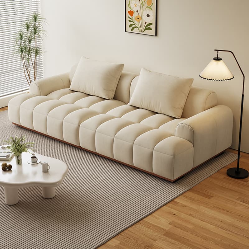 Tear Resistant Standard Sofa with Pu/Flannel Upholstery in Black/Dark Grey/White - image 12