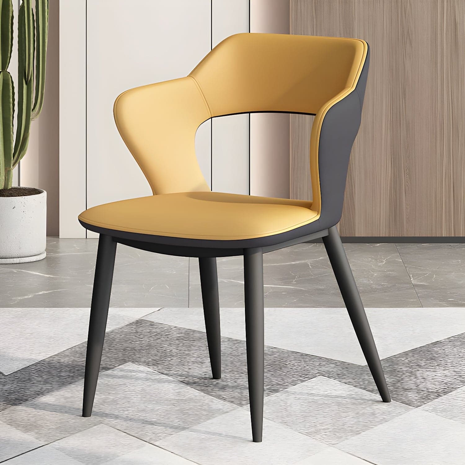 Metal Modern Indoor Side Chair with Arms Matte Finish Open Back Dining Chair - image 9