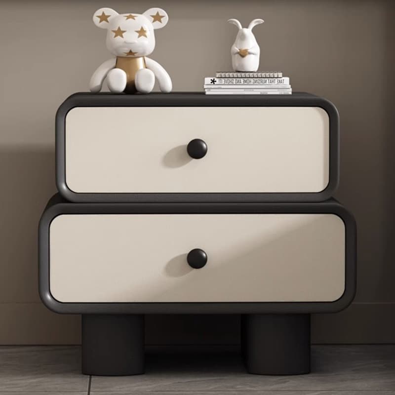 Contemporary Wood Nightstand with Drawer Storage and Faux Leather Countertop - image 14