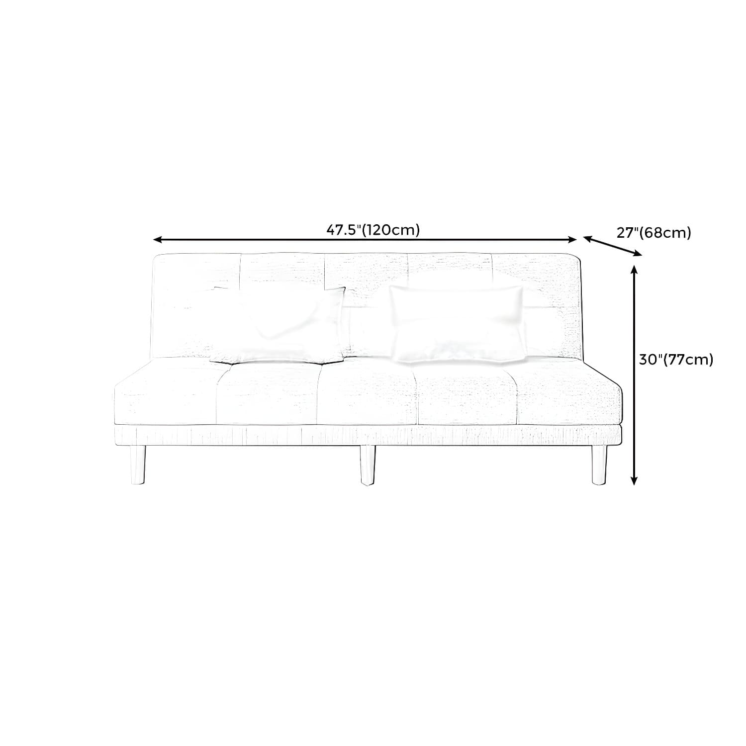 Armless Tight Back Bed Settee Cotton Blend and Faux Leather Sofa Bed - image 22