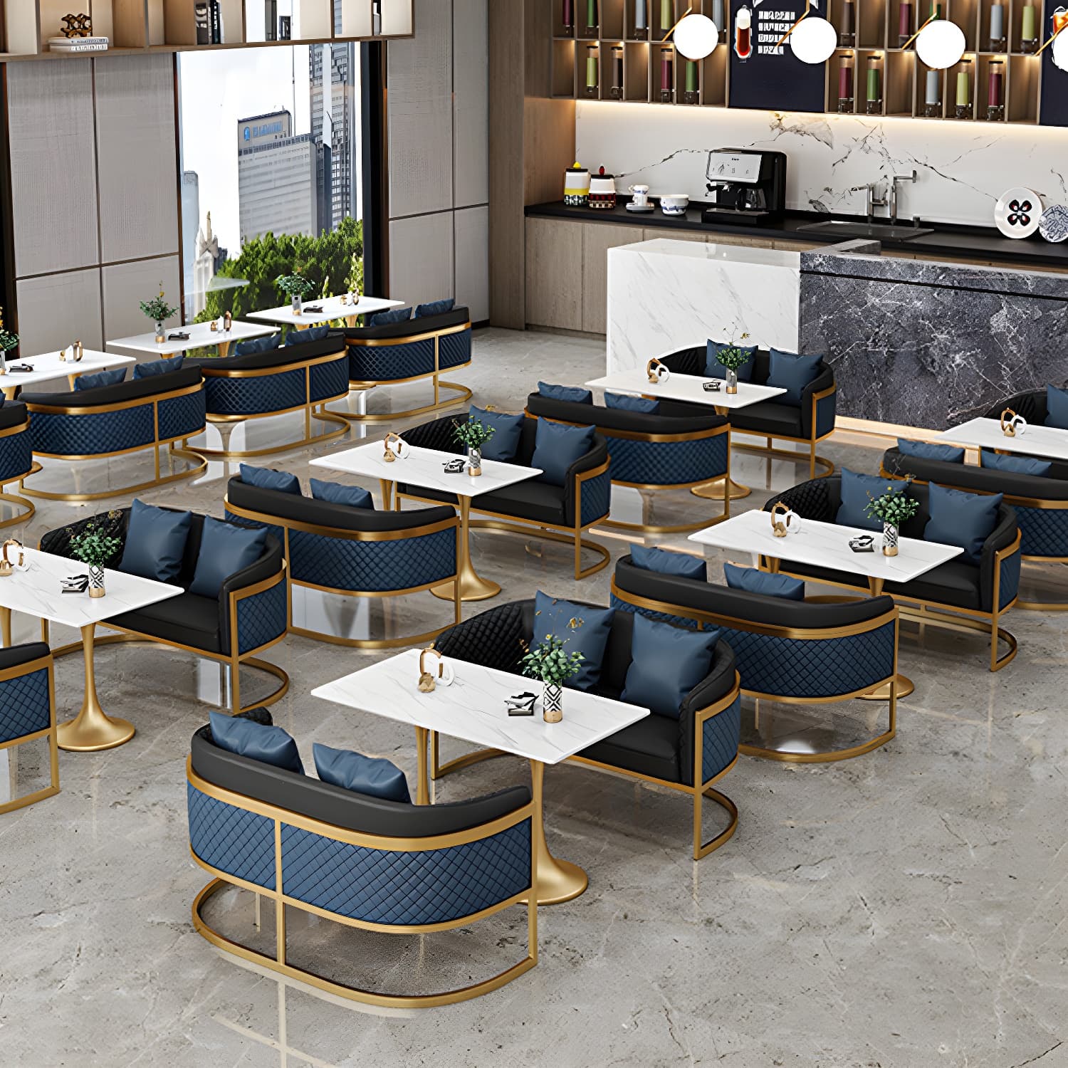 Golden Base Dining Table Medieval Modern Style Stone Table for Indoor - image 11