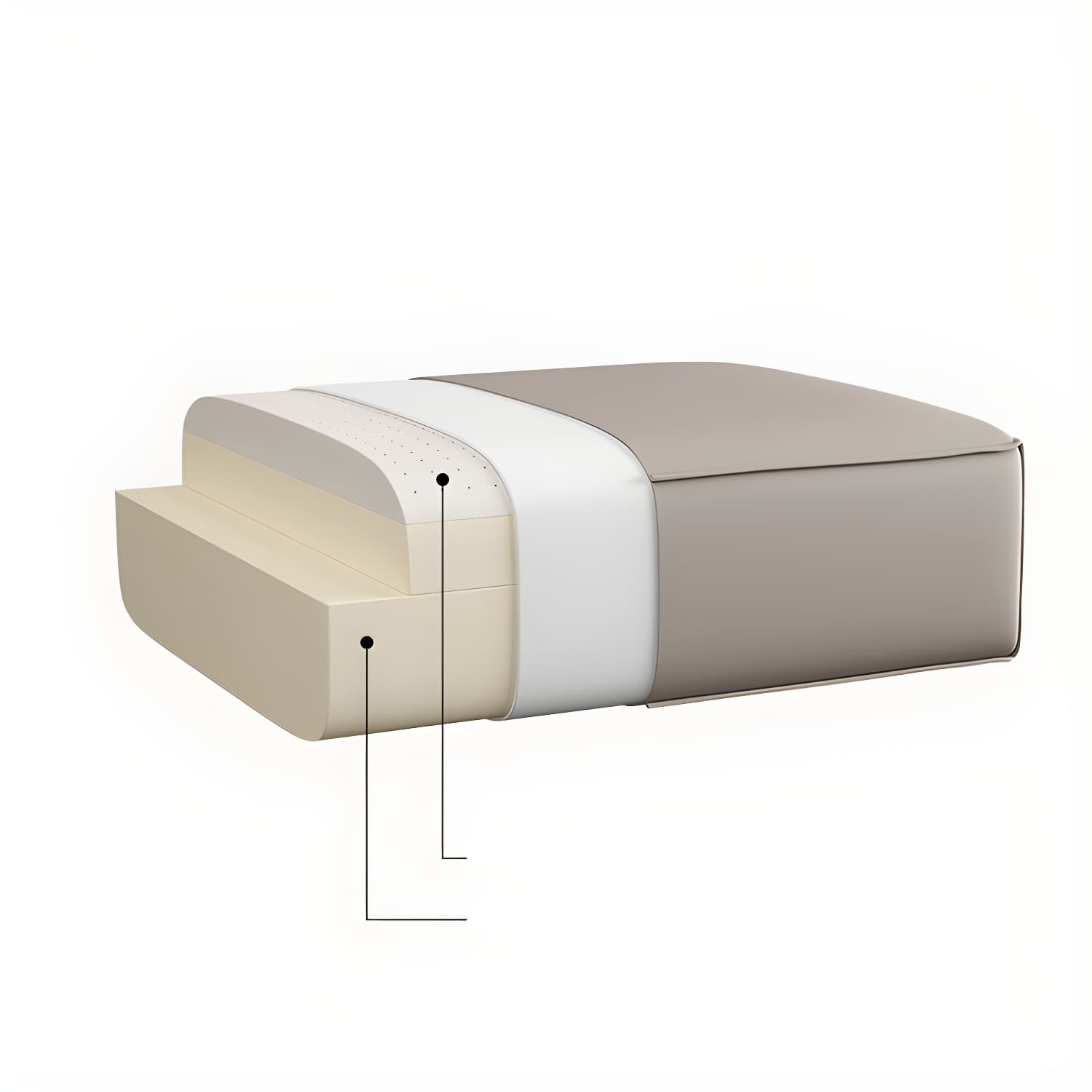 Modern Gray Faux Leather Sofa Chaise with Square Arms and Pine Wood Legs - image 9