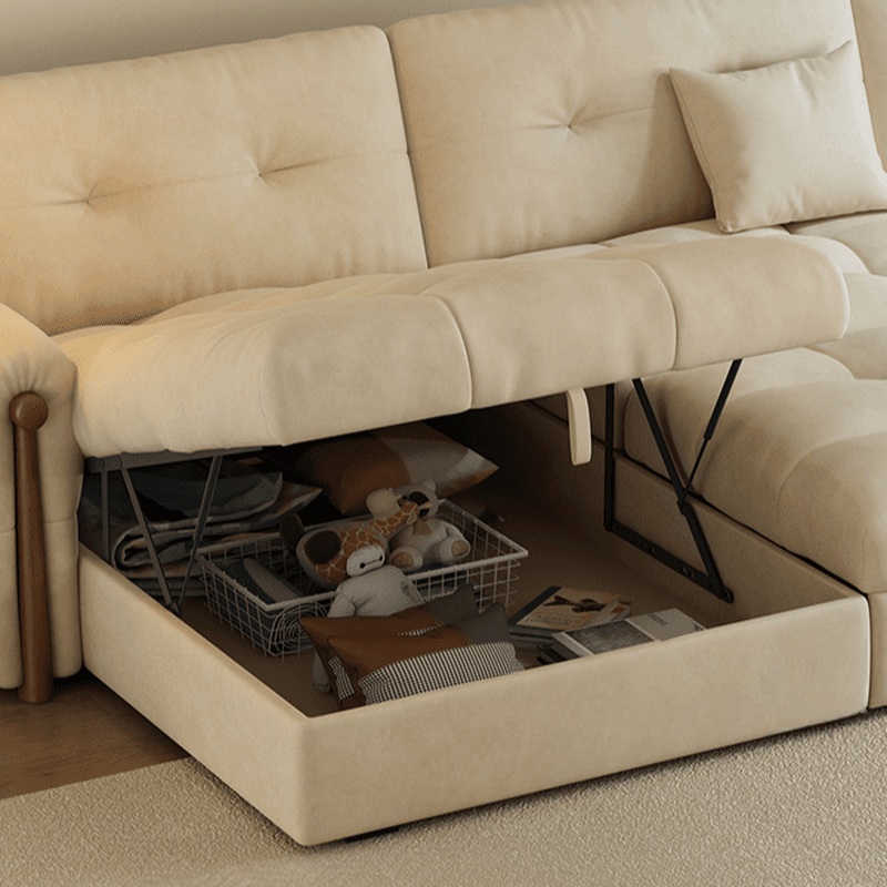 L-Shape/Straight Sofa/Sofa Chaise with Under-seat-storage, Left Hand Facing Orientation, Round Arm, and Button-tufted Details - image 6