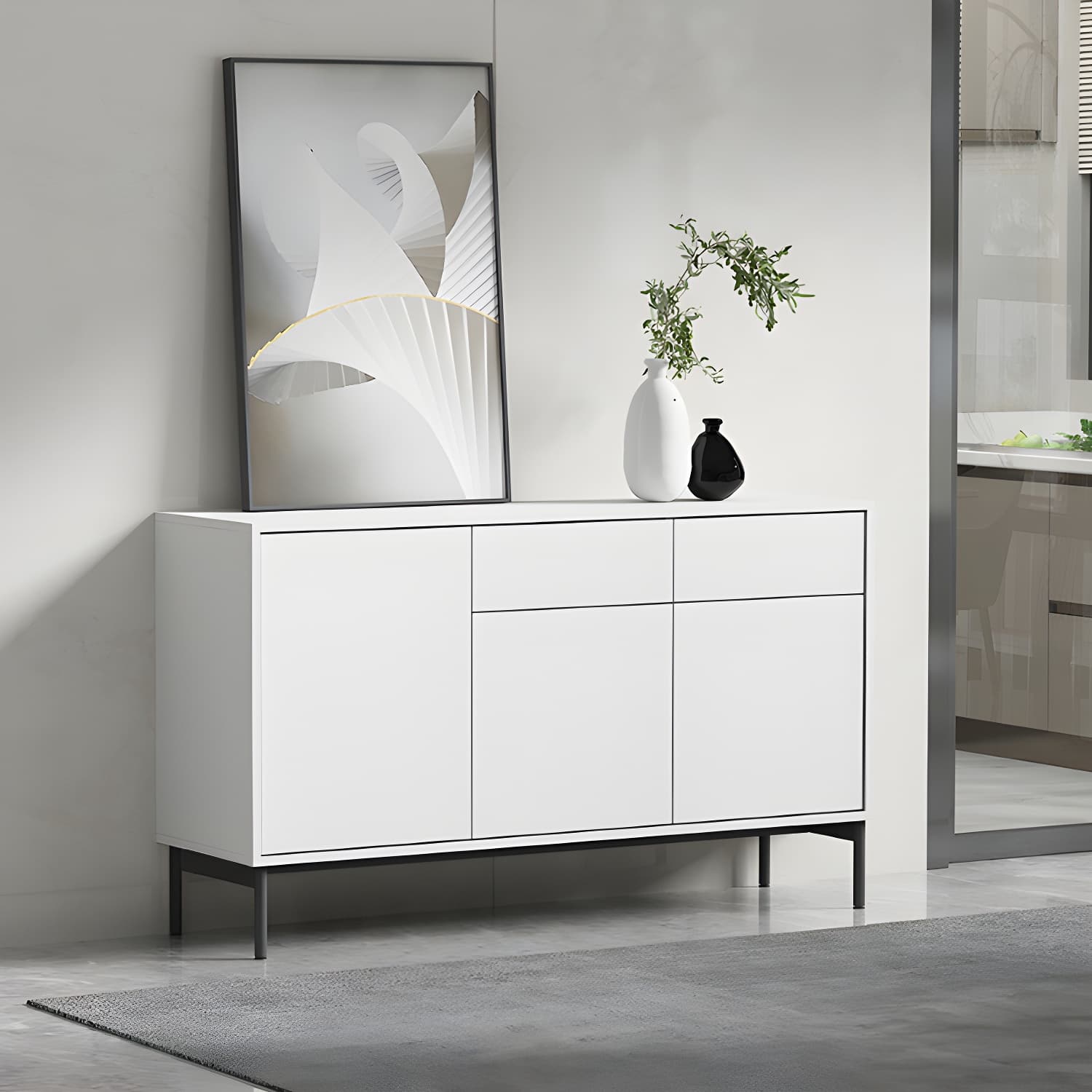Wooden Rectangle Sideboard Cabinet Modern Kitchen Sideboard for Home - image 5