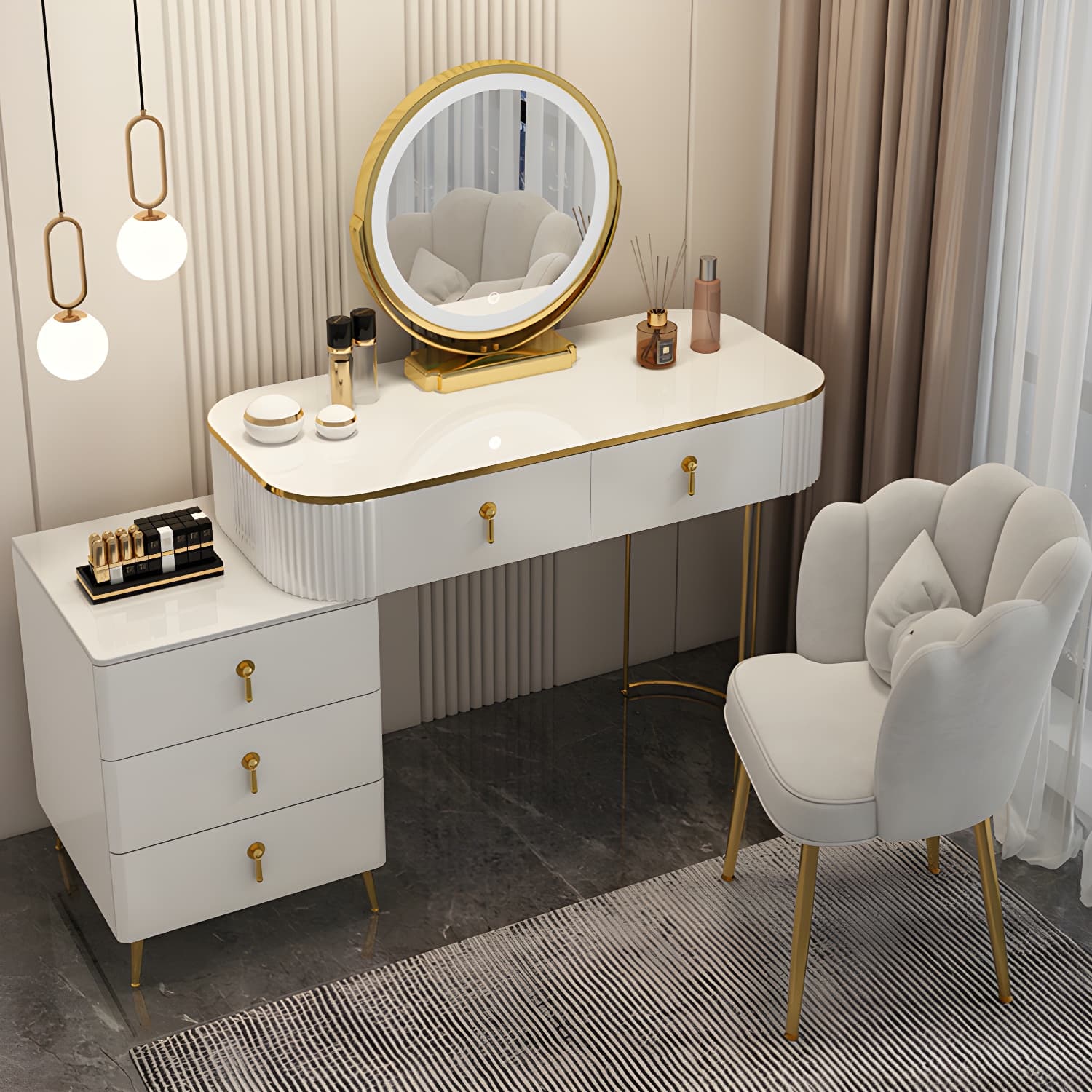 Lighted Mirror Makeup Vanity Storage Box Vanity Dressing Table - image 5