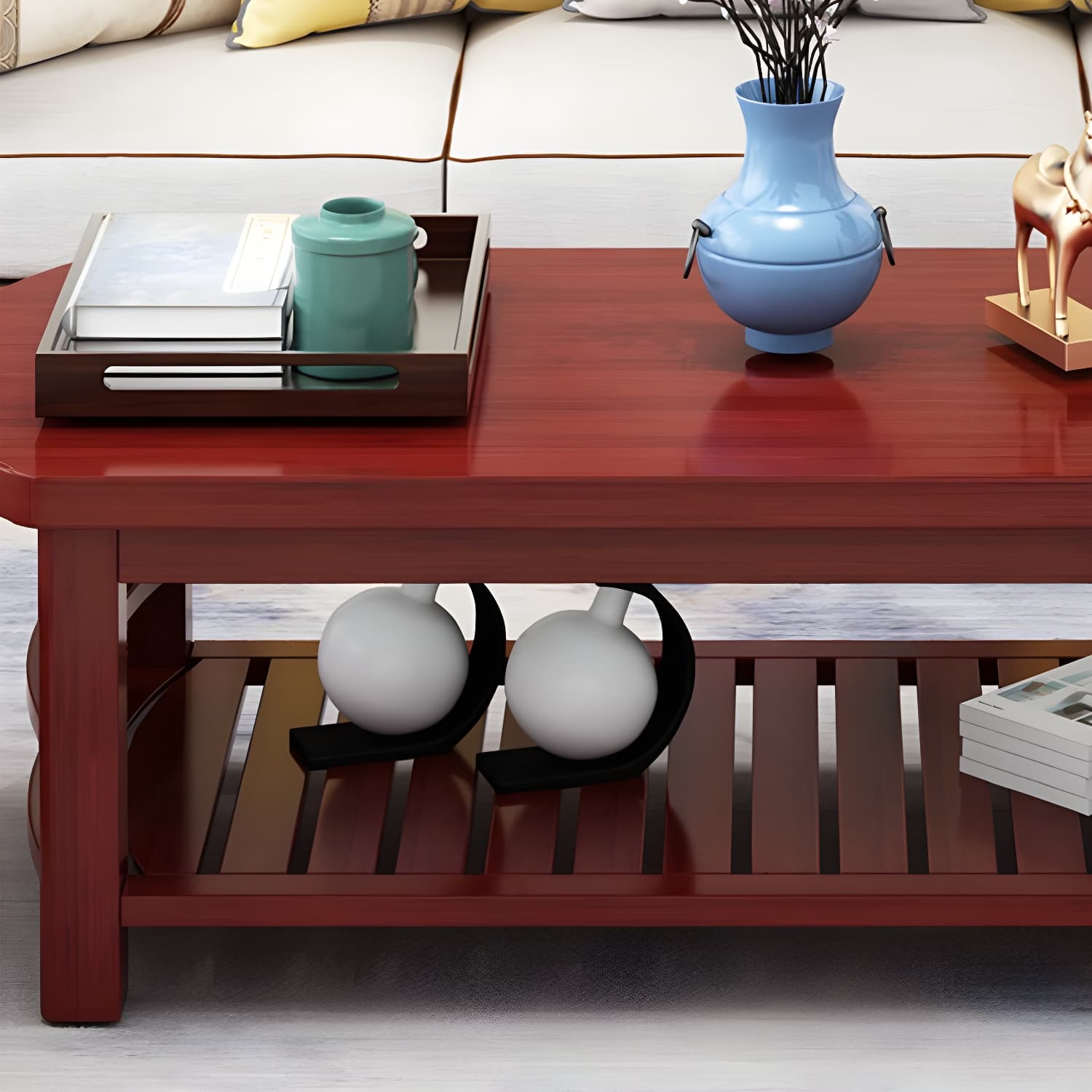 20"H Contemporary Coffee Table Solid Wood Storage Coffee Cocktail Table - image 12