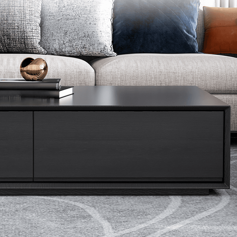 Simplistic Rectangular Shape Reclaimed Wood Single Block Coffee Table in Pecan/Charcoal/Wood Grain with 4 Drawers - image 15
