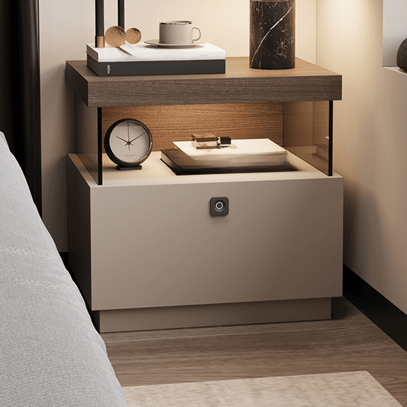Organic Modern Nightstand With Drawer Organization with 1 Drawer and Real Wood Countertop - image 7