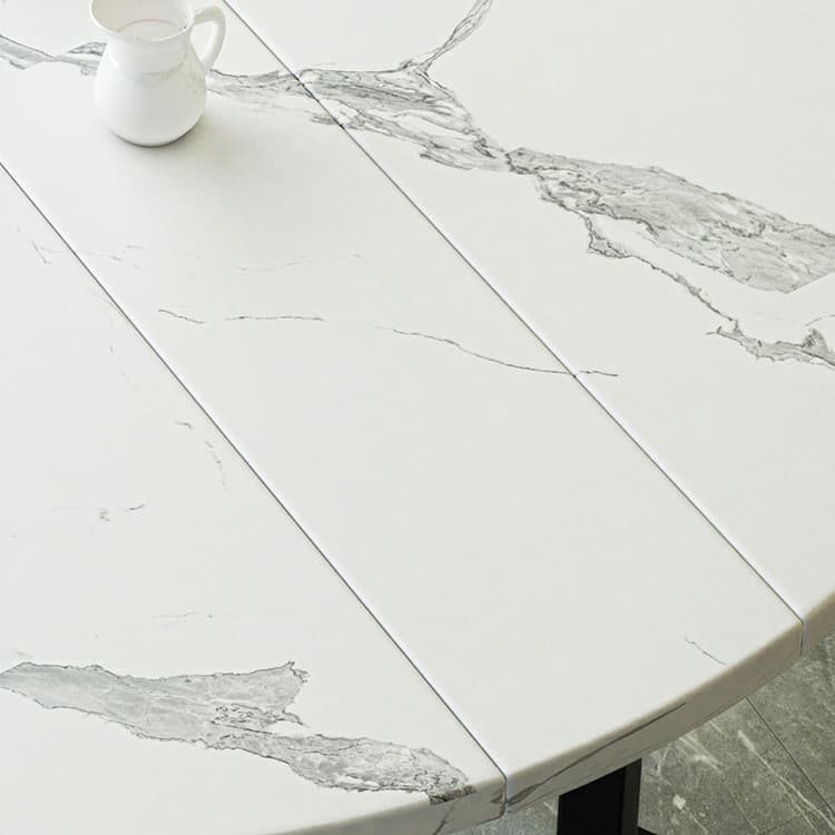 Modern Round Wood Dining Table with Drop Leaf and Extendable Mechanism - image 8