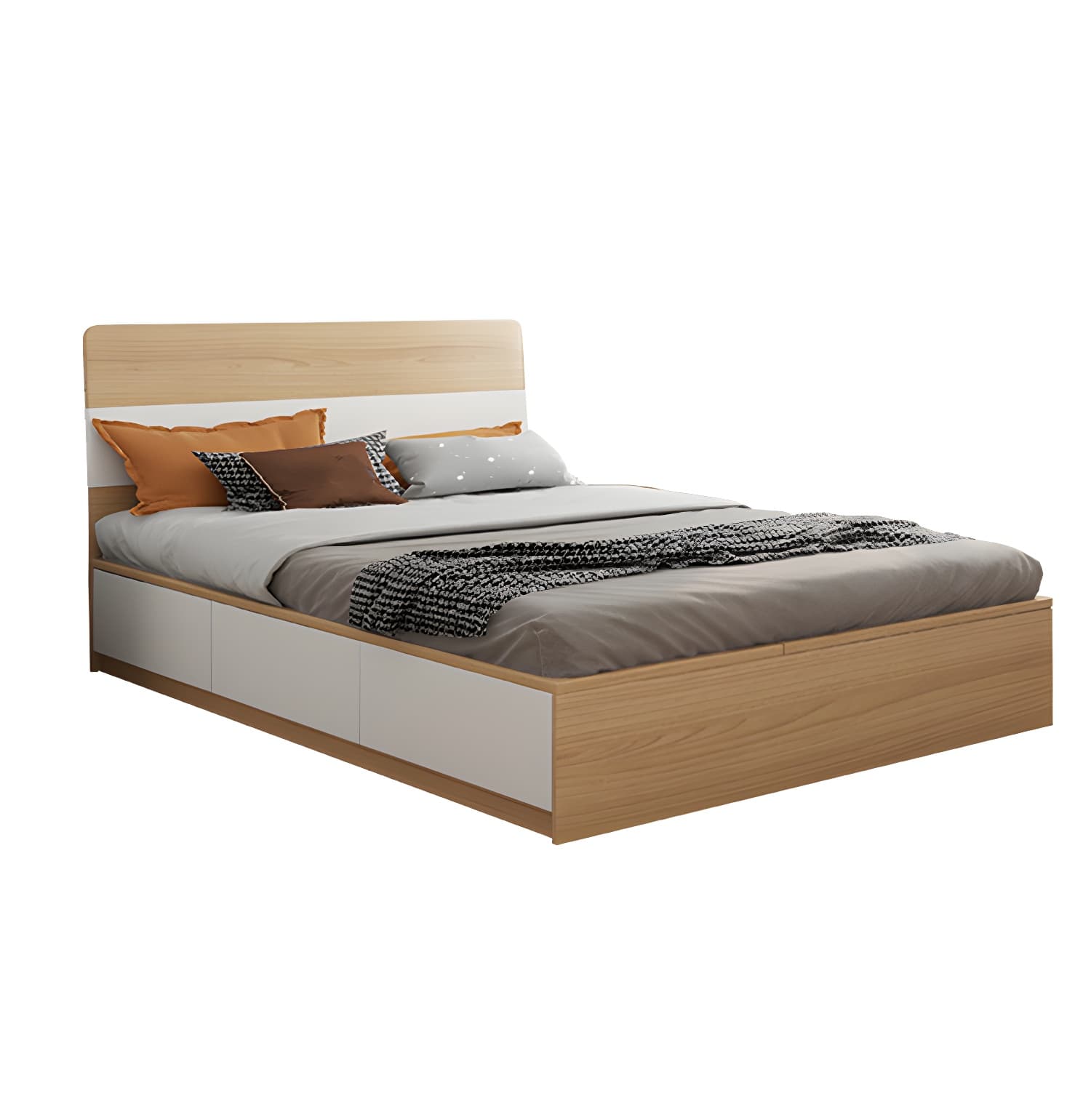 Contemporary Natural Wood Mattress Included Lift Up Storage Bed Frame - image 11
