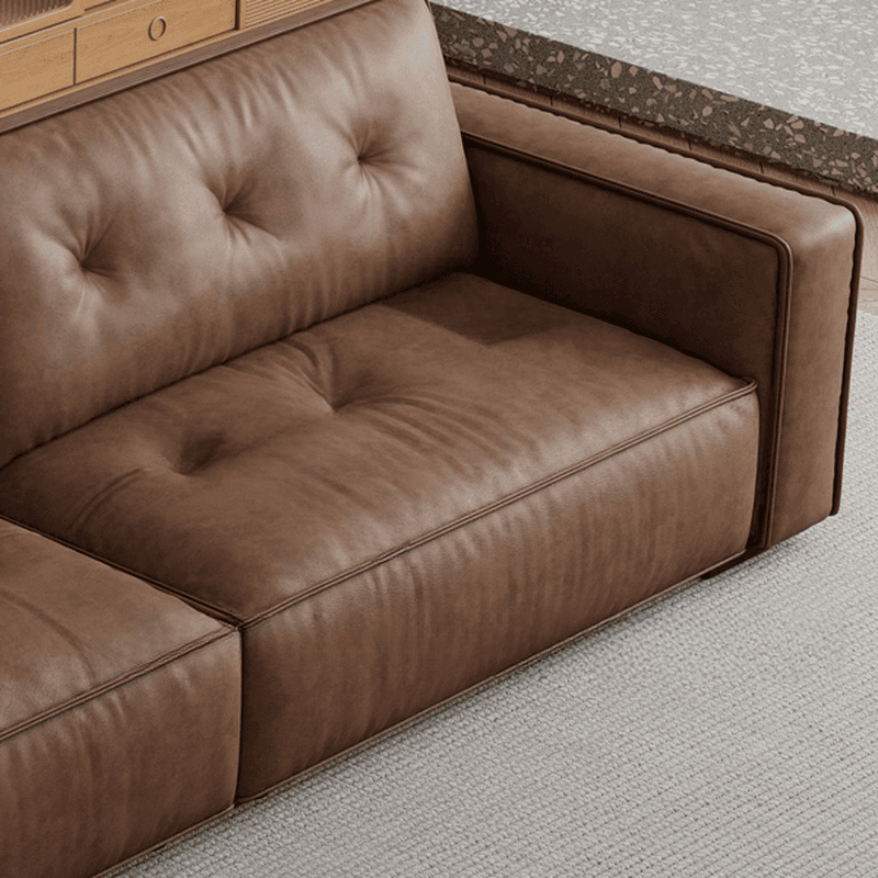 Mocha Pu Leather Convertible Sofa with Armrest for Drawing Room - image 7