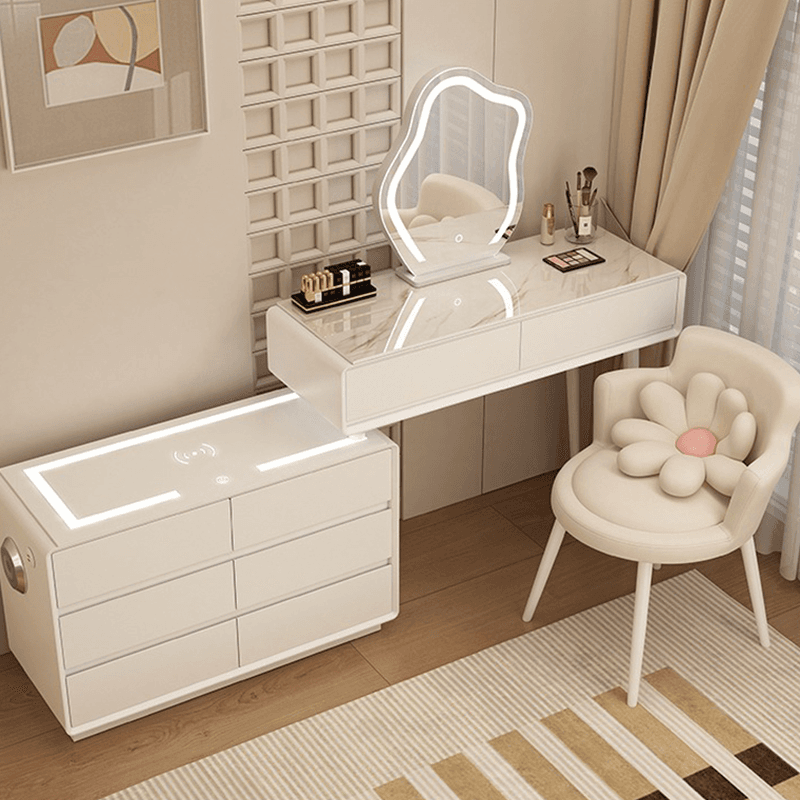 Bluetooth Compatible Vanity Set with LED Lighting, Electrical Outlet, Scalable Design, Push-Pull, and Adjustable Touch Brightness - image 3