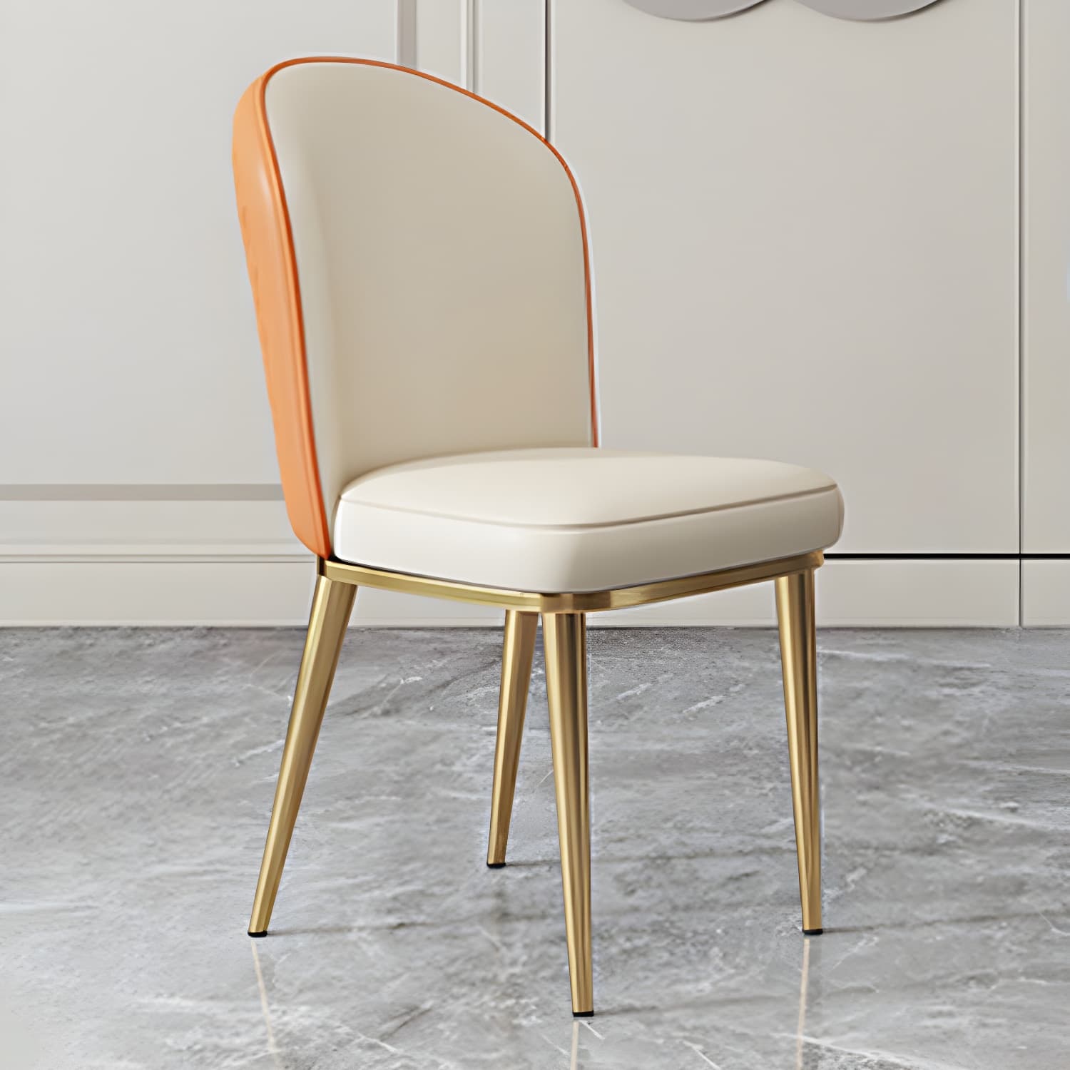 Gold Leg Glam Side Chair with Low Back and Upholstered Faux Leather in Polyurethane Material - image 10