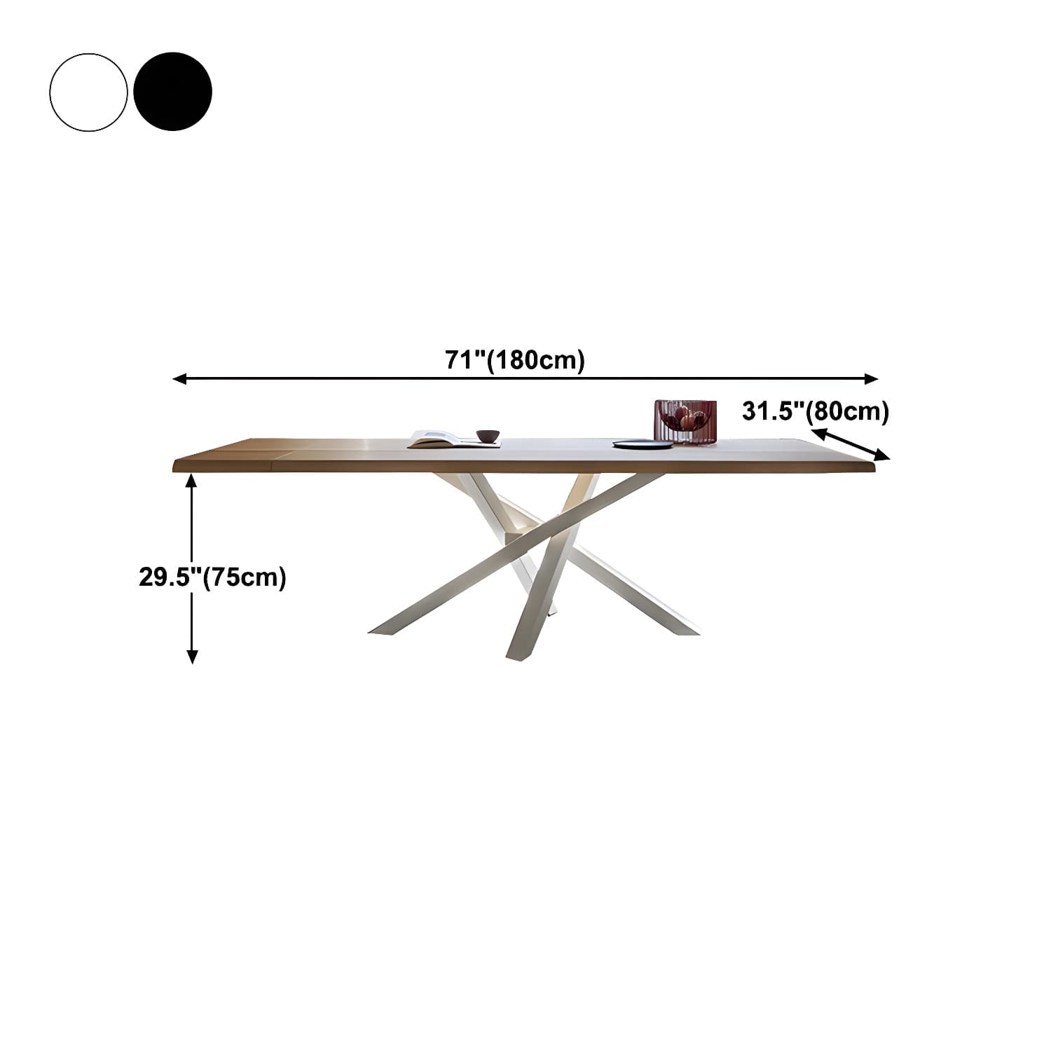 Rectangle Pedestal Luxury Dining Table Solid Wood Fixed Table for Home - image 13