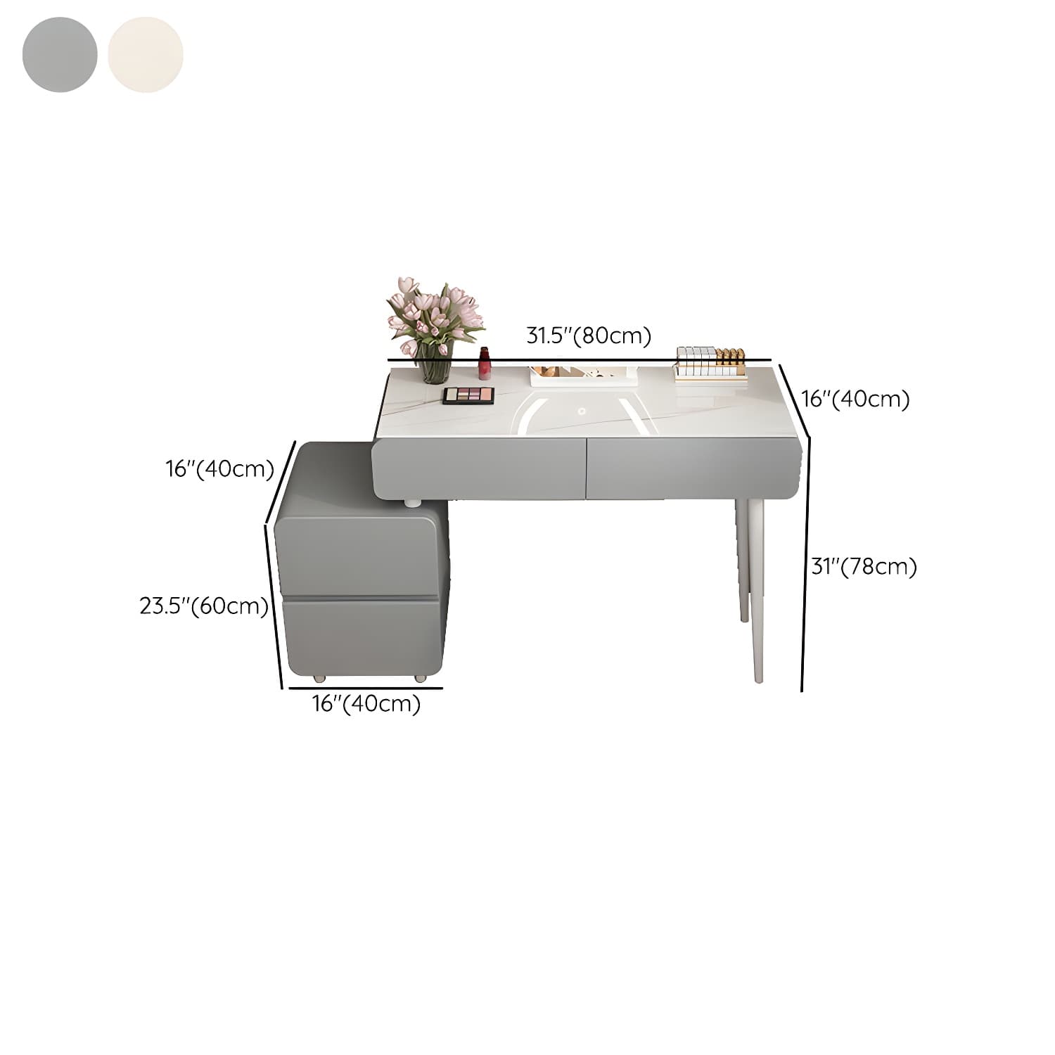 Contemporary Stone Top Vanity Dressing Table Bedroom Make-up Vanity - image 12