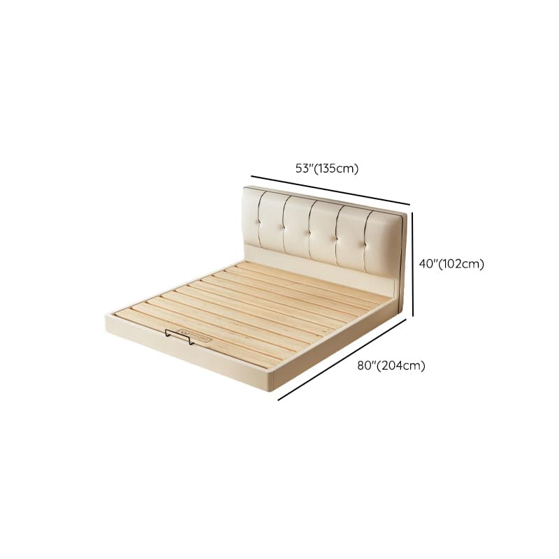 Cream Solid Color Adaptable Height Stitch-tufted Floating Bed for Bedroom - image 17