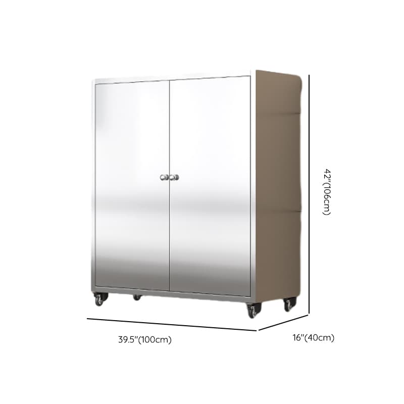 Metallic Sideboard on Roller Wheels with Stainless Steel Countertop - image 27