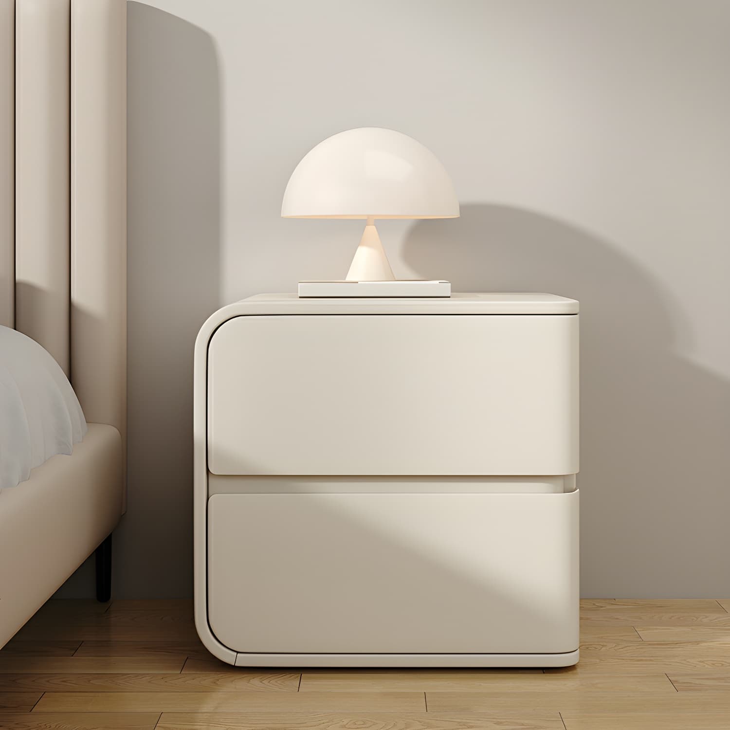 Rounded Corners Nightstands Solid Wood with Silent Buffer Guide Rail - image 7