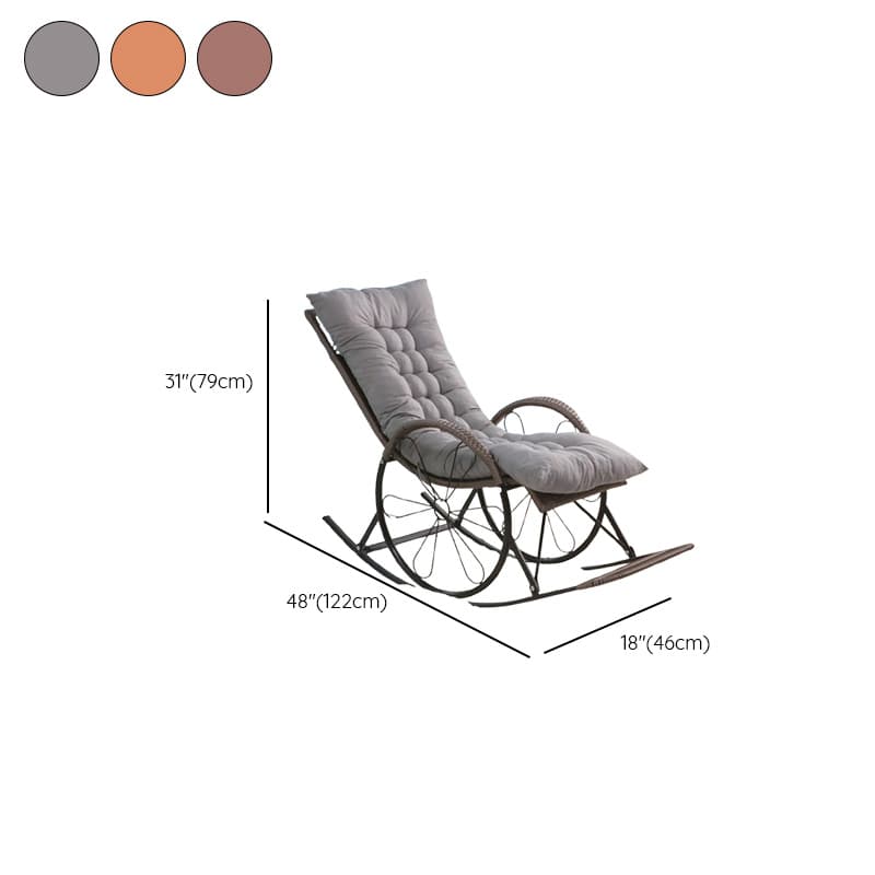 Old School Pecan/Light Green/Sand Cane Rocking Chair with Rear and Wagon Wheel Shaped Arms - image 13
