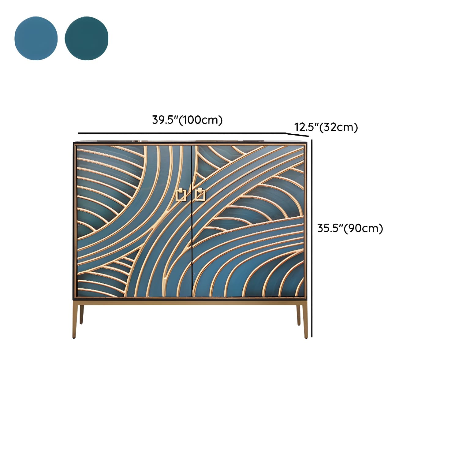 Gold Legs 35.4" High Sideboard Cabinet Glam Style Wood Buffet Table - image 12