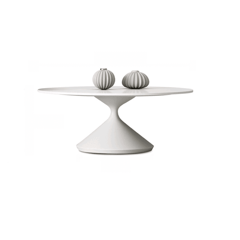 Single/Nesting Postmodern Circular-shaped Chalk/Ink Sintered Stone Pedestal Base Side Table - image 7
