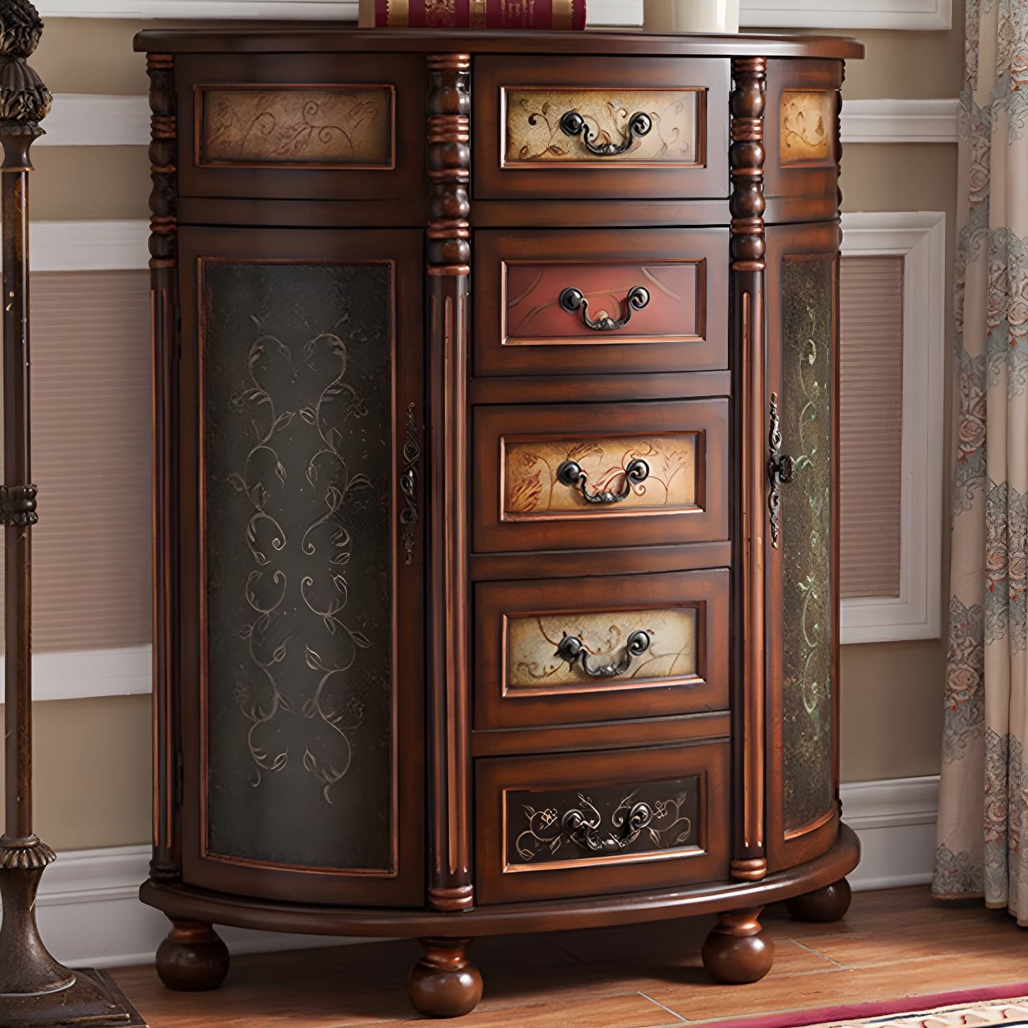 Industrial Distressed Wood Storage Cabinet 2 Doors Rectangle Accent Cabinet - image 7