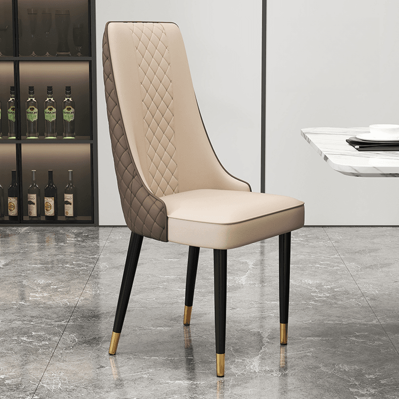 Contemporary Restaurant Armless Chair with Solid Back Panel, Upholstered Metal Legs - image 5