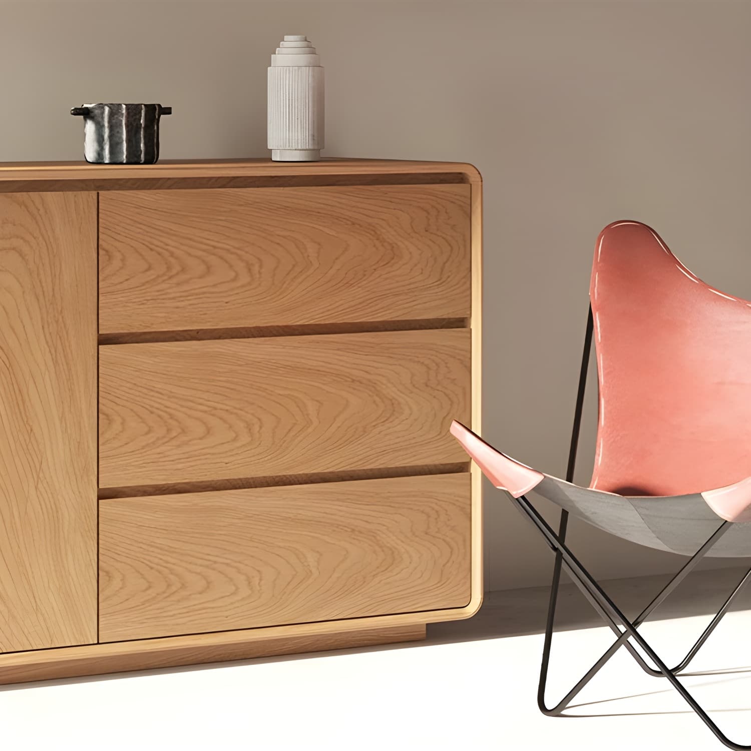 Scandinavian Wood Sideboard with 3 Drawers and 2 Doors, Overall Width 40cm, Overall Height 80cm - image 13