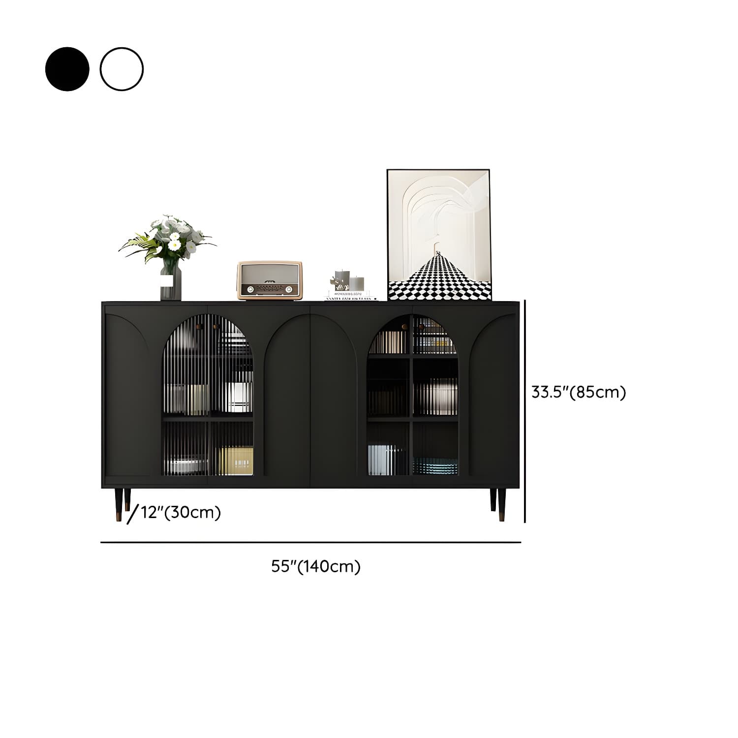 Wooden Modern Glass Door Kitchen Sideboard with Adjustable Shelving - image 16