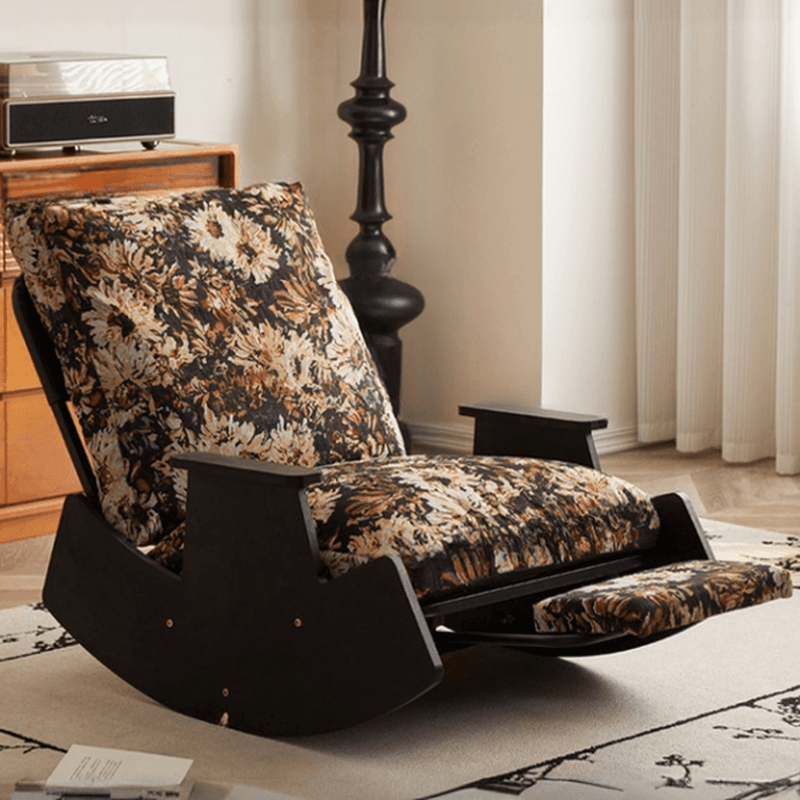 Simple Scratch-tolerant Upholstered Porch Rocker with Padded Recessed Arm