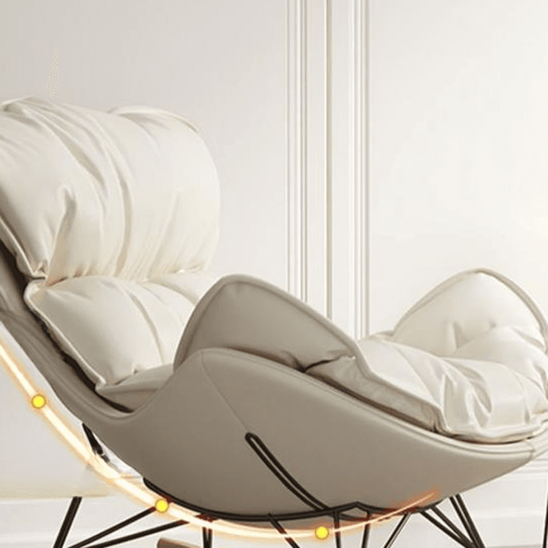 Grey/Chalk/Amber Contemporary Alloy 2 Piece Set Rocking Armchair with Padded Upholstery and Ottoman - image 12
