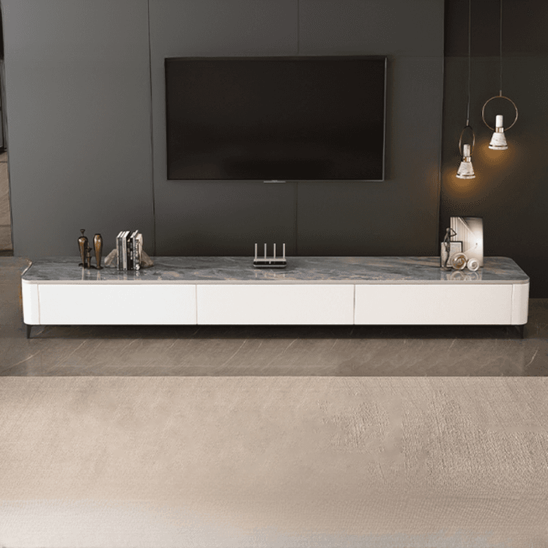 Modern Simple Style Solid and Manufactured Wood Rectangular TV Stand with 3 Drawers