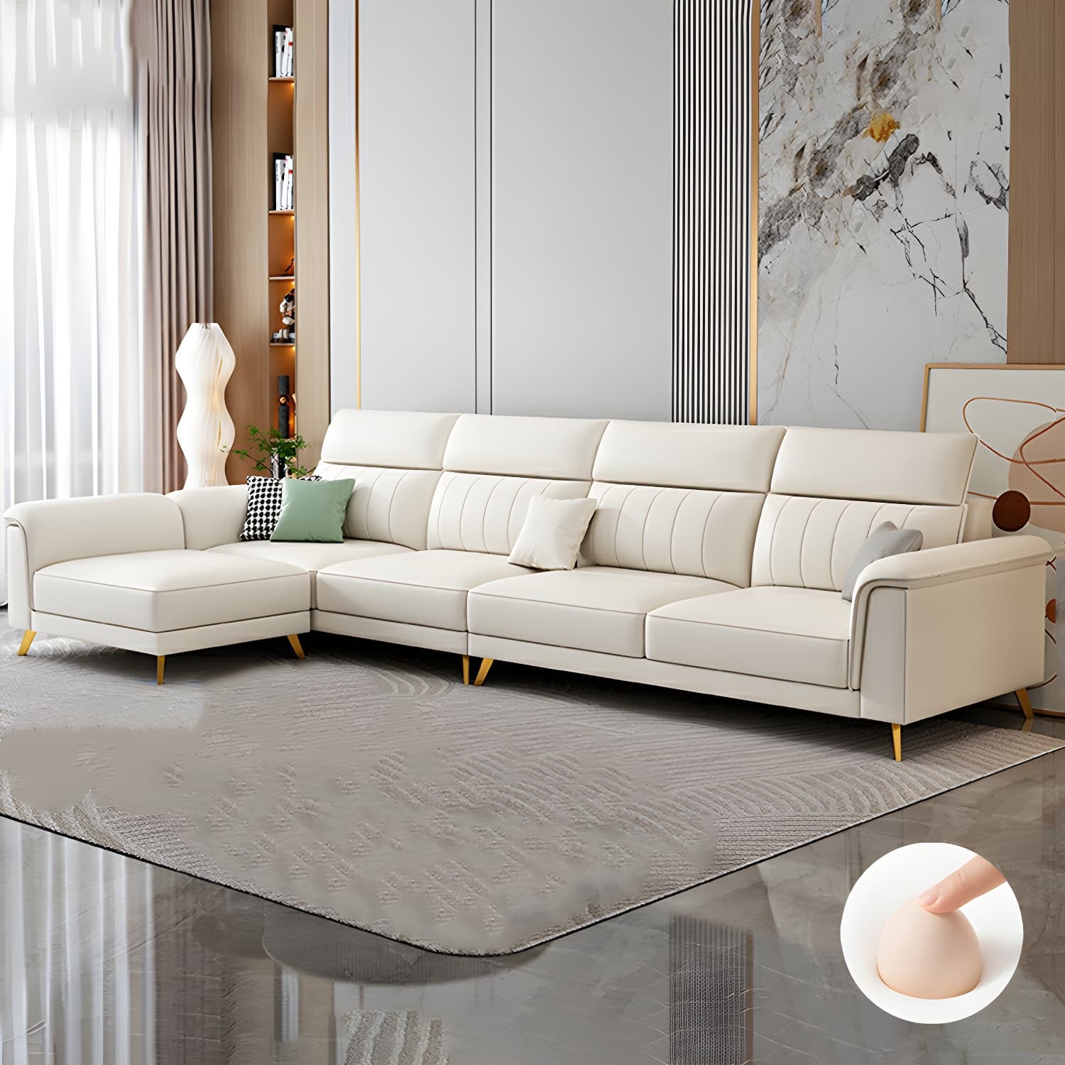 Modern Reversible Sectional with Flared Arm and Stain-Resistant Tech Cloth Upholstery - image 3